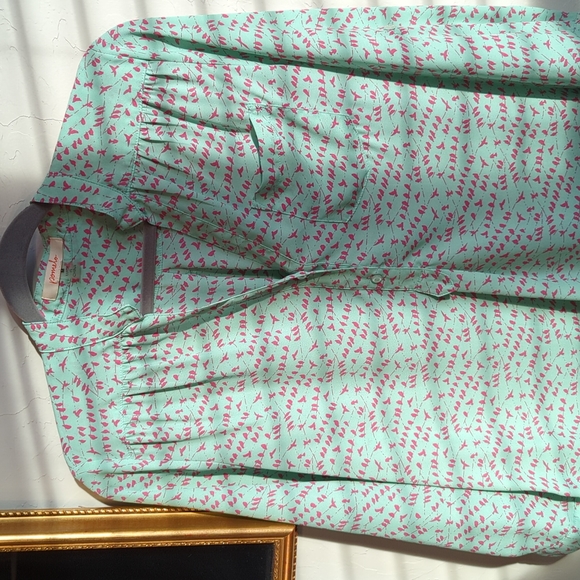 POMELO Pink Birds Print Top Size M. - Picture 4 of 12